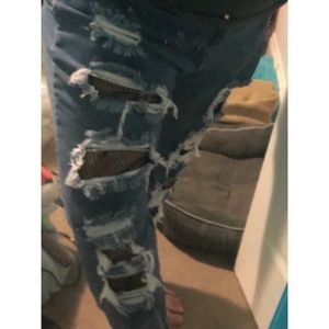 Fishnet ripped jeans